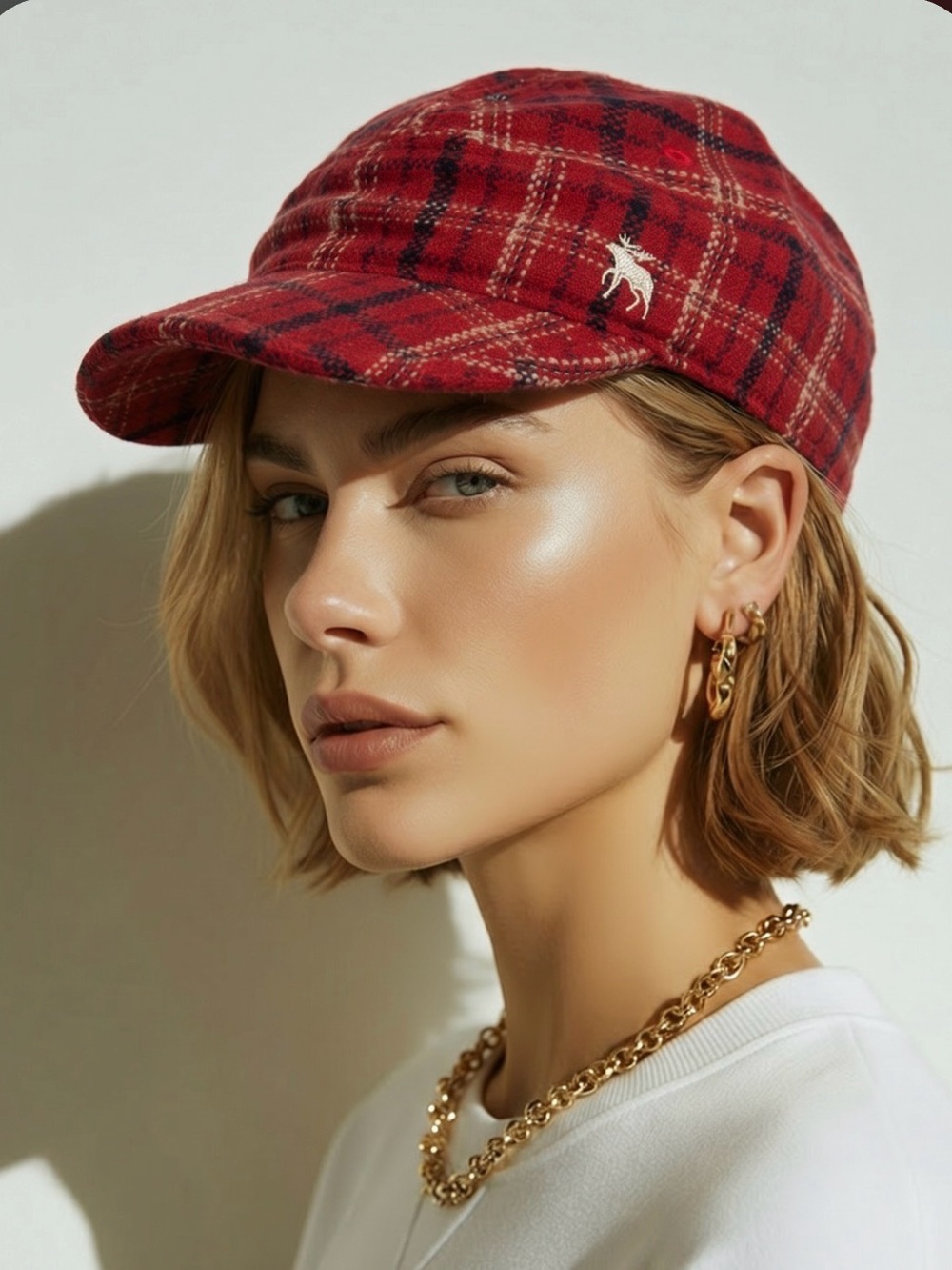 Red Plaid Cap by